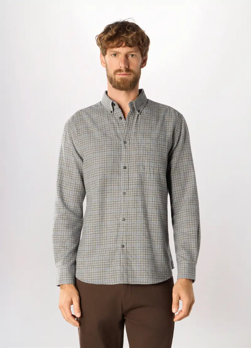 Camicia In Flanella Misto Cotone A Quadri Uomo, Multicolor