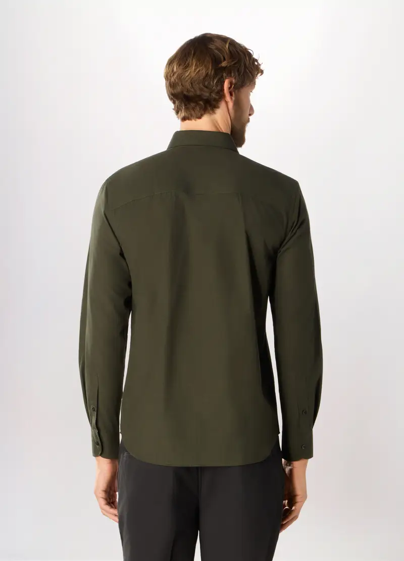 , Camicia In Misto Cotone A Quadri Uomo, Verde scuro miniatura 2
