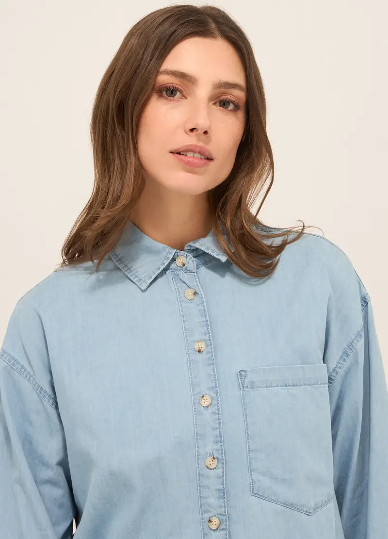 UPIM HB, Camicia In Popeline Di Puro Cotone Donna, Azzurro chiaro, Taglia: XS miniatura 2