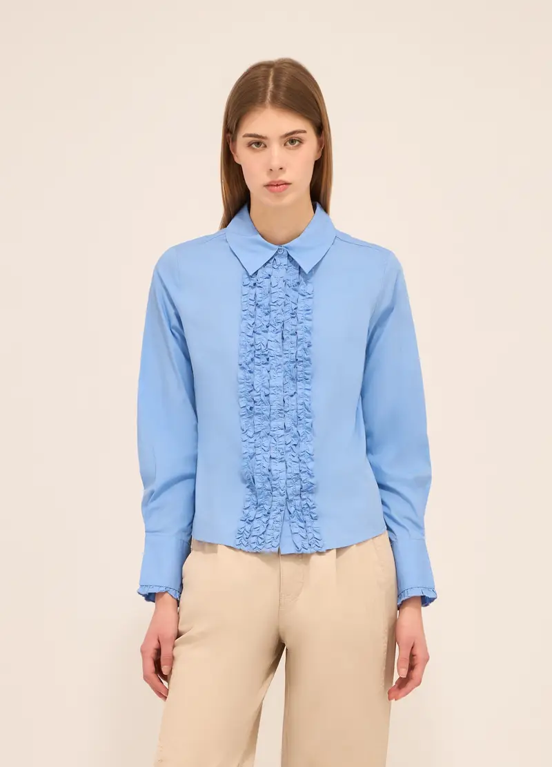 UPIM HB, Camicia In Popeline Di Puro Cotone Donna, Azzurro chiaro, Taglia: XS