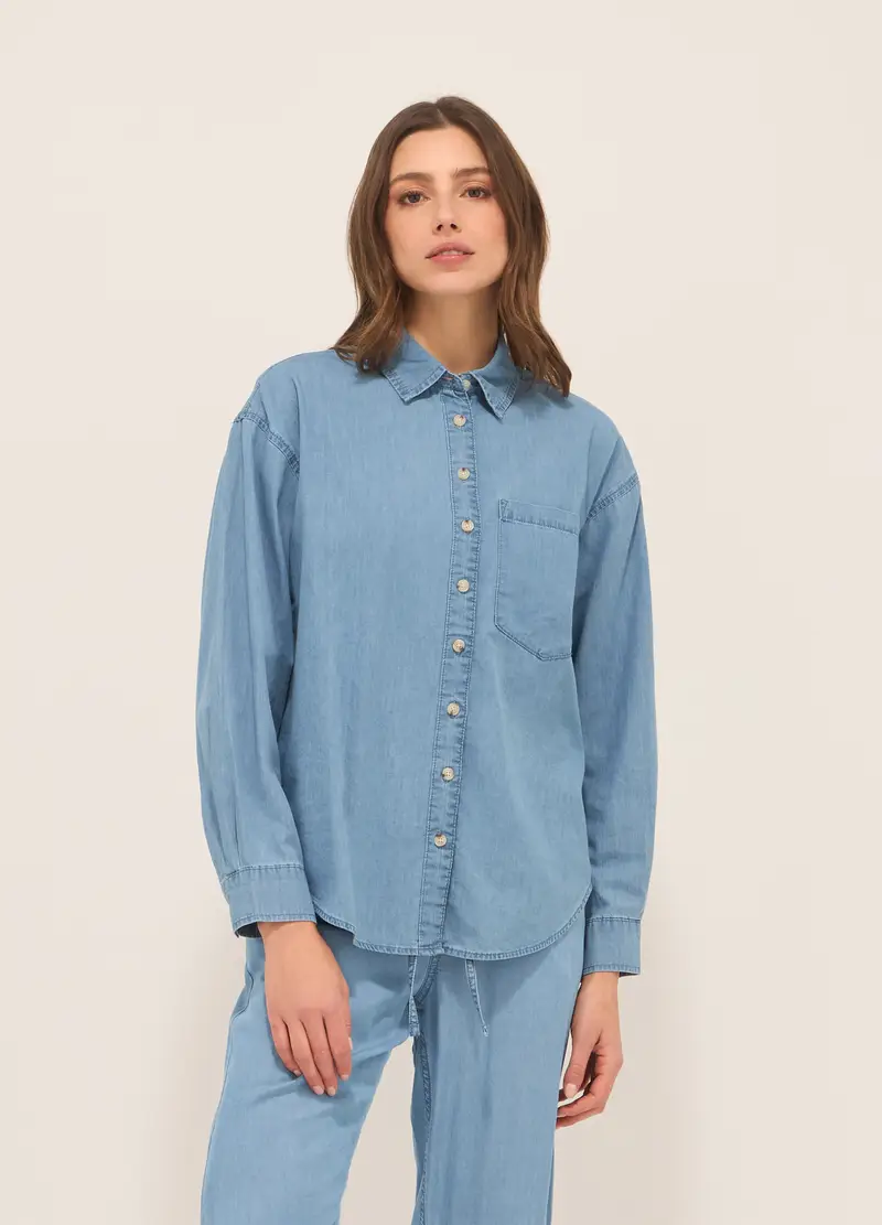 UPIM HB, Camicia In Popeline Di Puro Cotone Donna, Blu denim, Taglia: XS