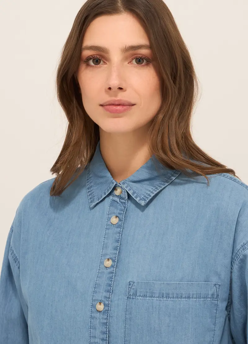 UPIM HB, Camicia In Popeline Di Puro Cotone Donna, Blu denim, Taglia: XS miniatura 2