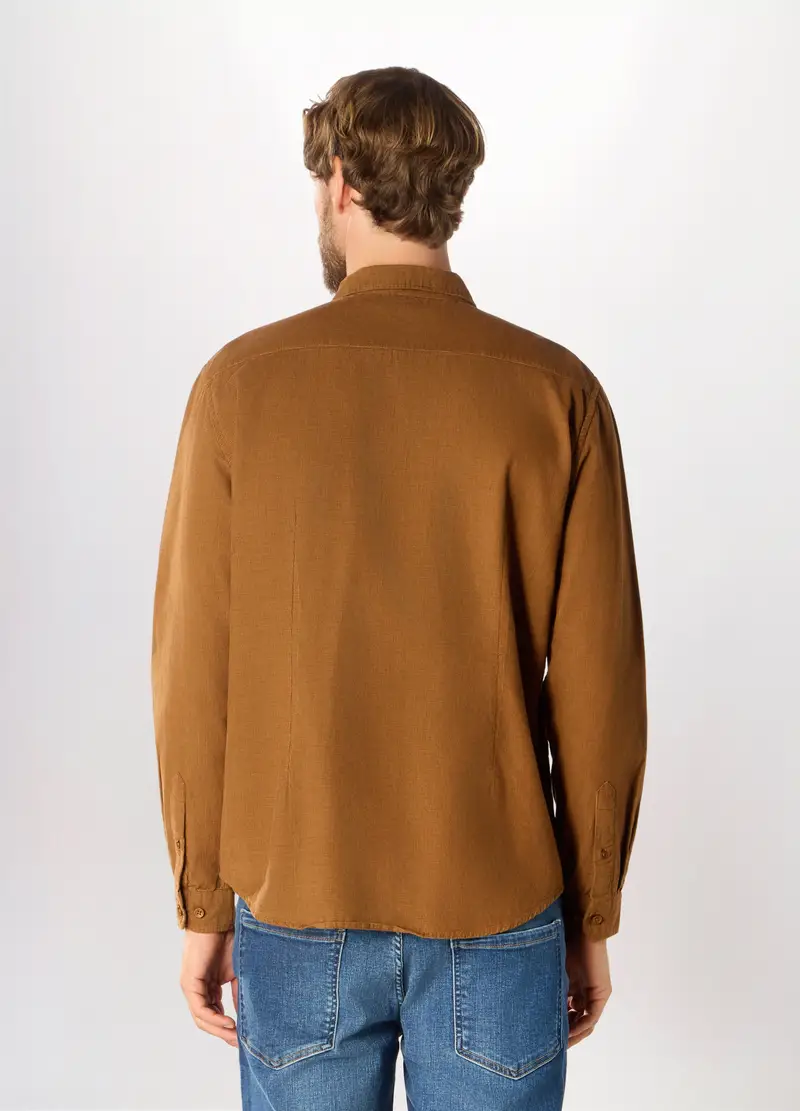 Camicia In Velluto Di Cotone Uomo, Marrone tabacco miniatura 2