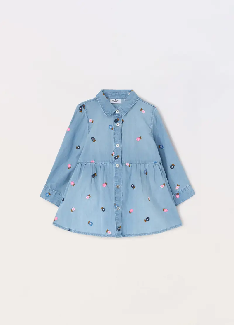 UPIM HB, Camicia Lunga In Denim Di Puro Cotone Neonata, Bambina, Azzurro chiaro, Taglia: 9-12