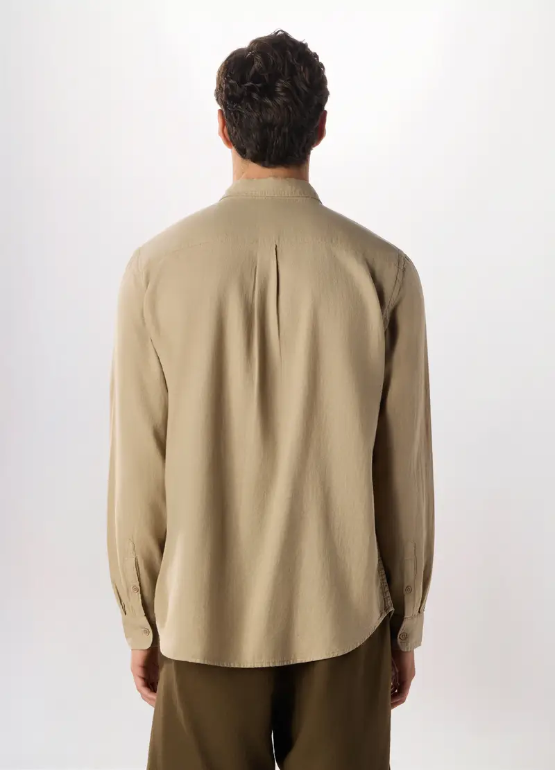 , Camicia Regular Fit In Garza Di Cotone Uomo, Marrone khaki miniatura 2