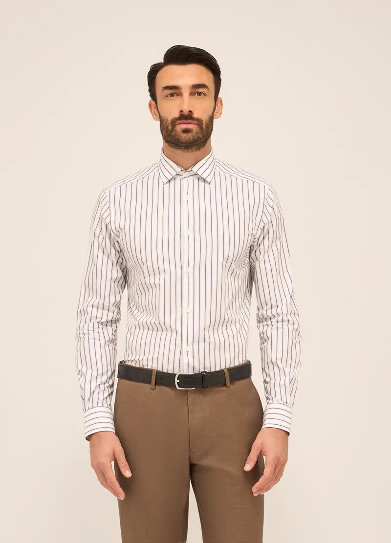 UPIM HB, Camicia Regular Fit In Puro Cotone A Righe Uomo, Bianco/Azzurro, Taglia: 38