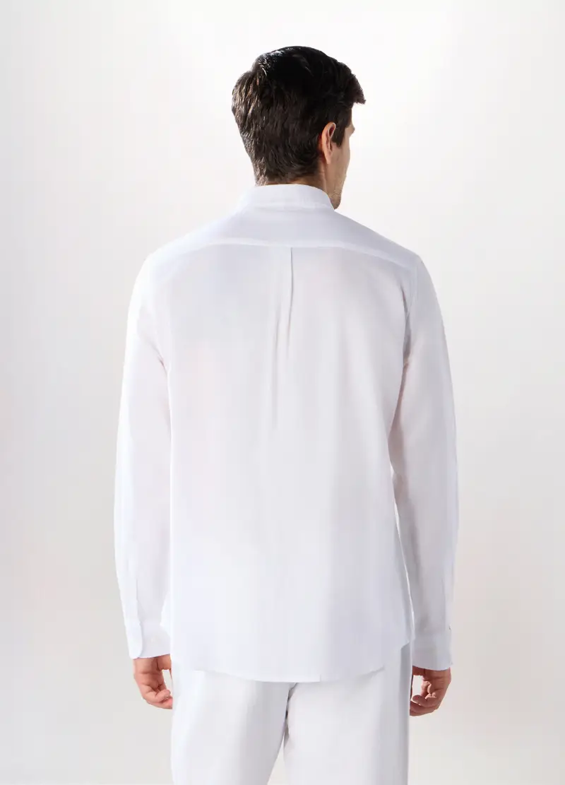 Camicia Regular Fit In Puro Cotone Uomo, Bianco ottico miniatura 2