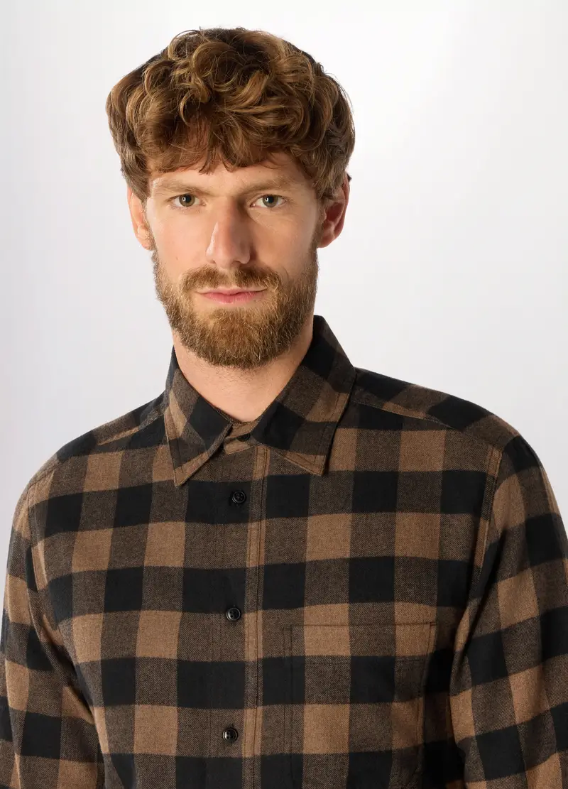 Upim Hb Camicia Slim Fit A Quadri Uomo Nero e Marrone miniatura 3