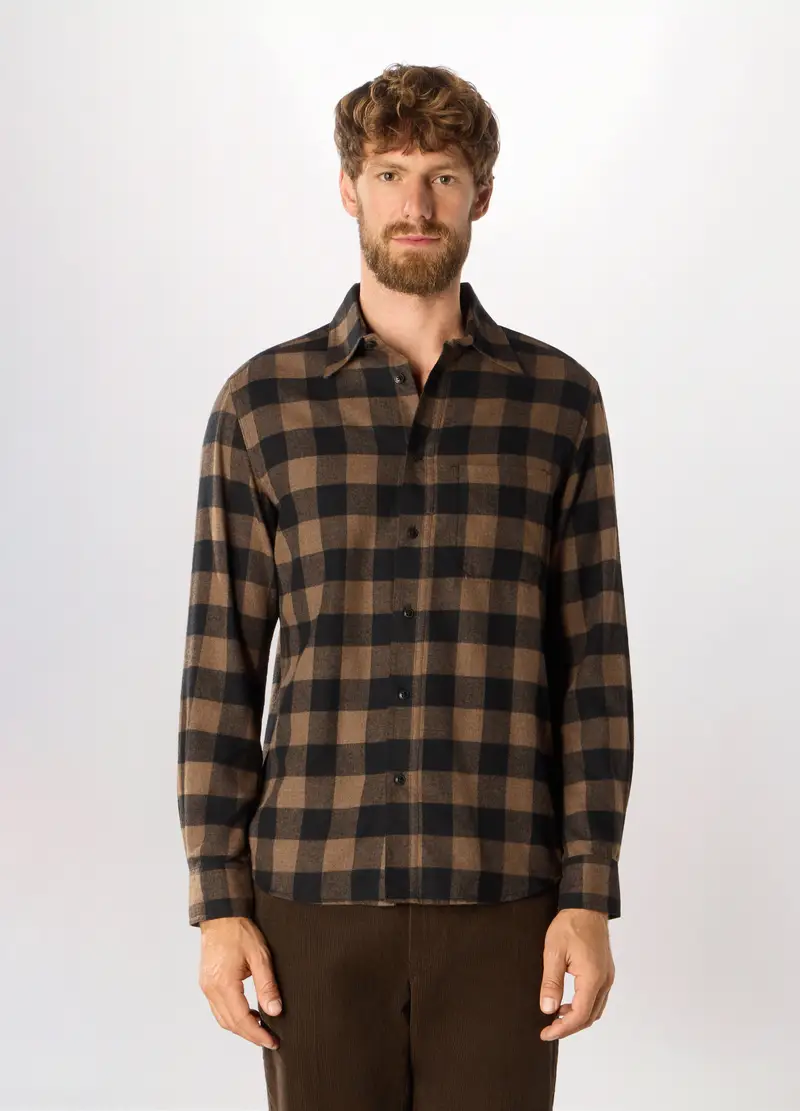 Upim Hb Camicia Slim Fit A Quadri Uomo Nero e Marrone