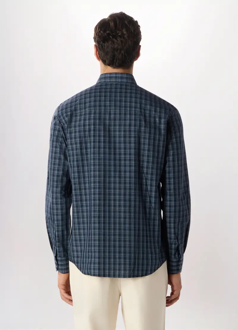 Camicia Slim Fit Con Colletto Button Down In Misto Cotone Uomo, Blu/Azzurro miniatura 2