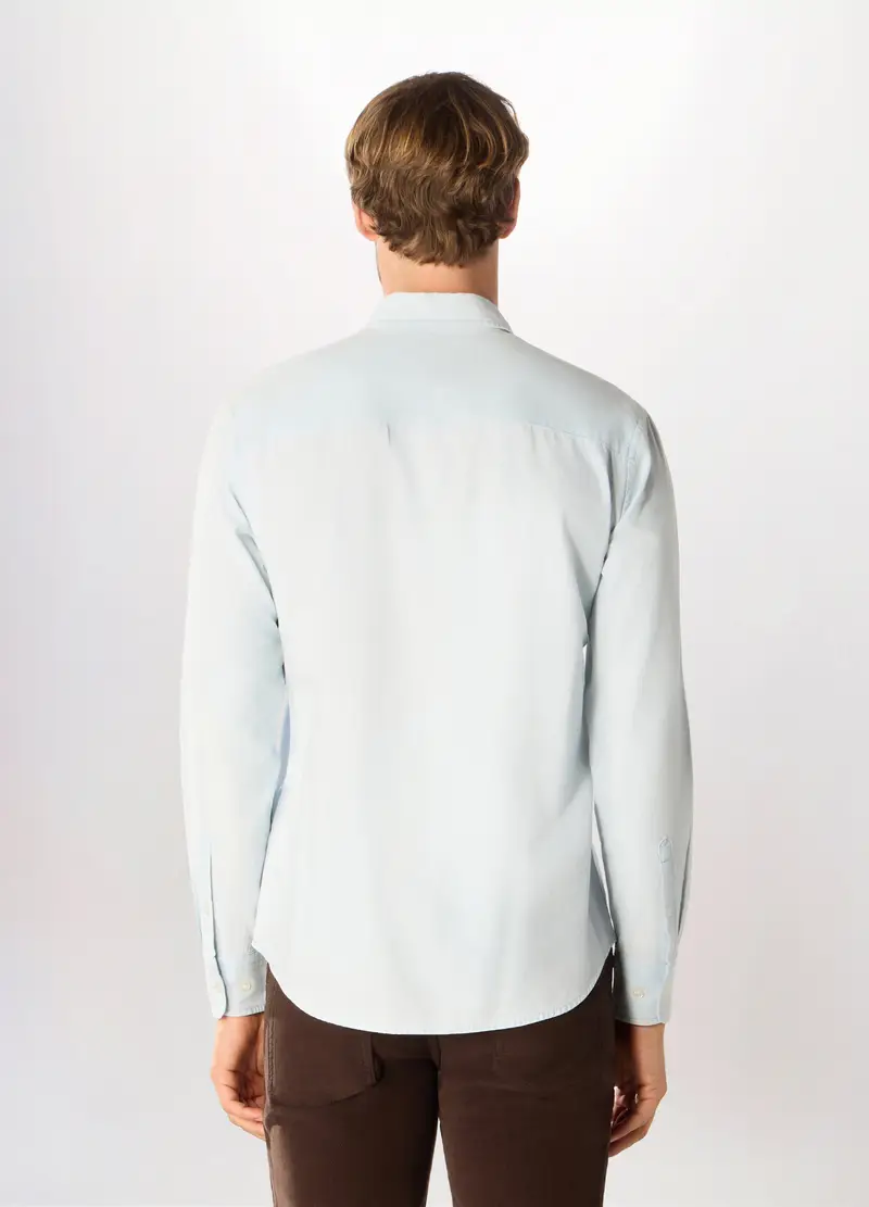 Camicia Slim Fit In Denim Uomo, Azzurro celeste miniatura 2