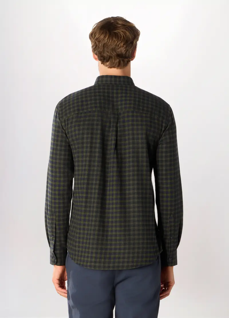 Camicia Slim Fit In Flanella A Quadri Uomo, Blu/Verde miniatura 2