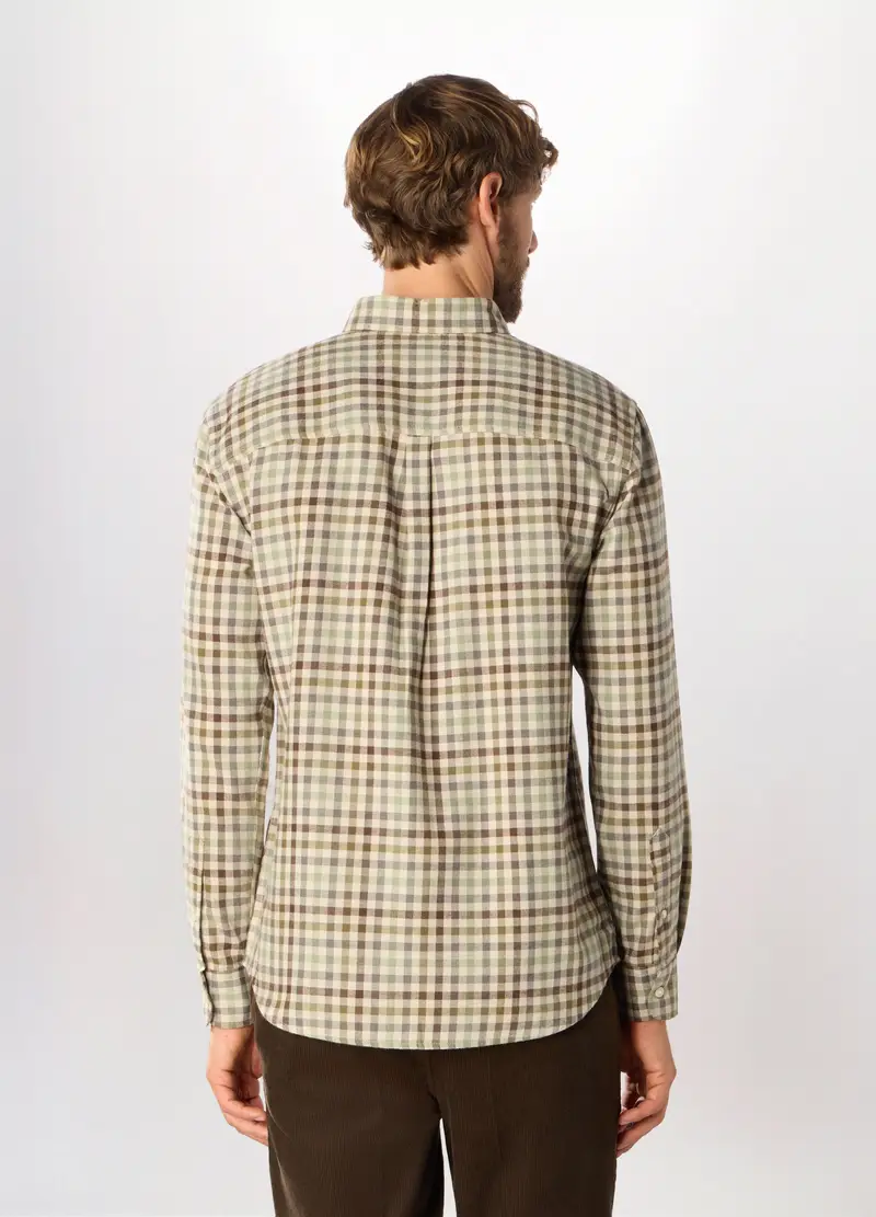 Camicia Slim Fit In Flanella A Quadri Uomo, Marrone/Grigio miniatura 2