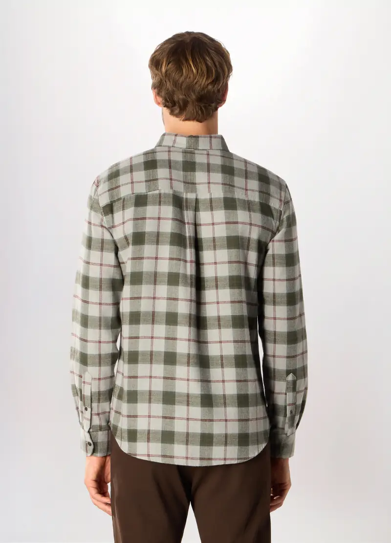 Camicia Slim Fit In Misto Cotone Uomo, Grigio miniatura 2