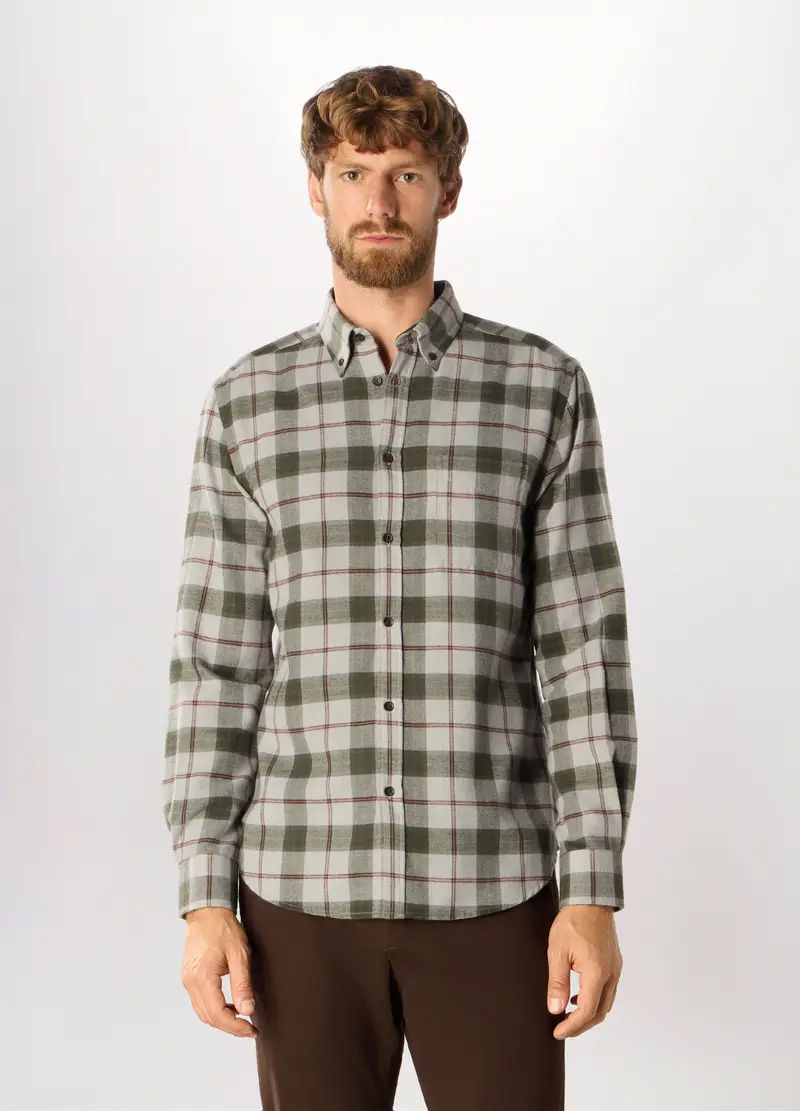 Camicia Slim Fit In Misto Cotone Uomo, Grigio