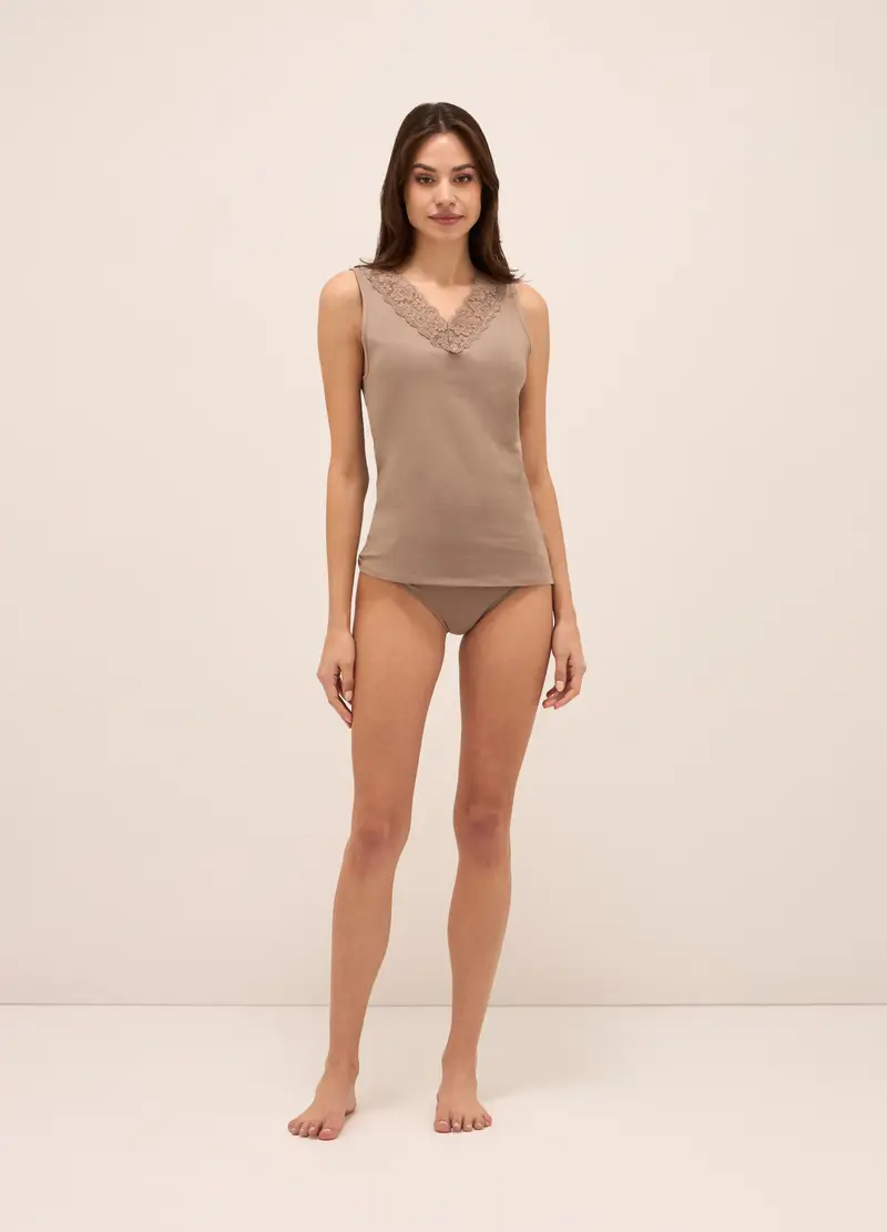 UPIM HB, Canotta In Cotone Stretch Donna, Beige scuro, Taglia: S