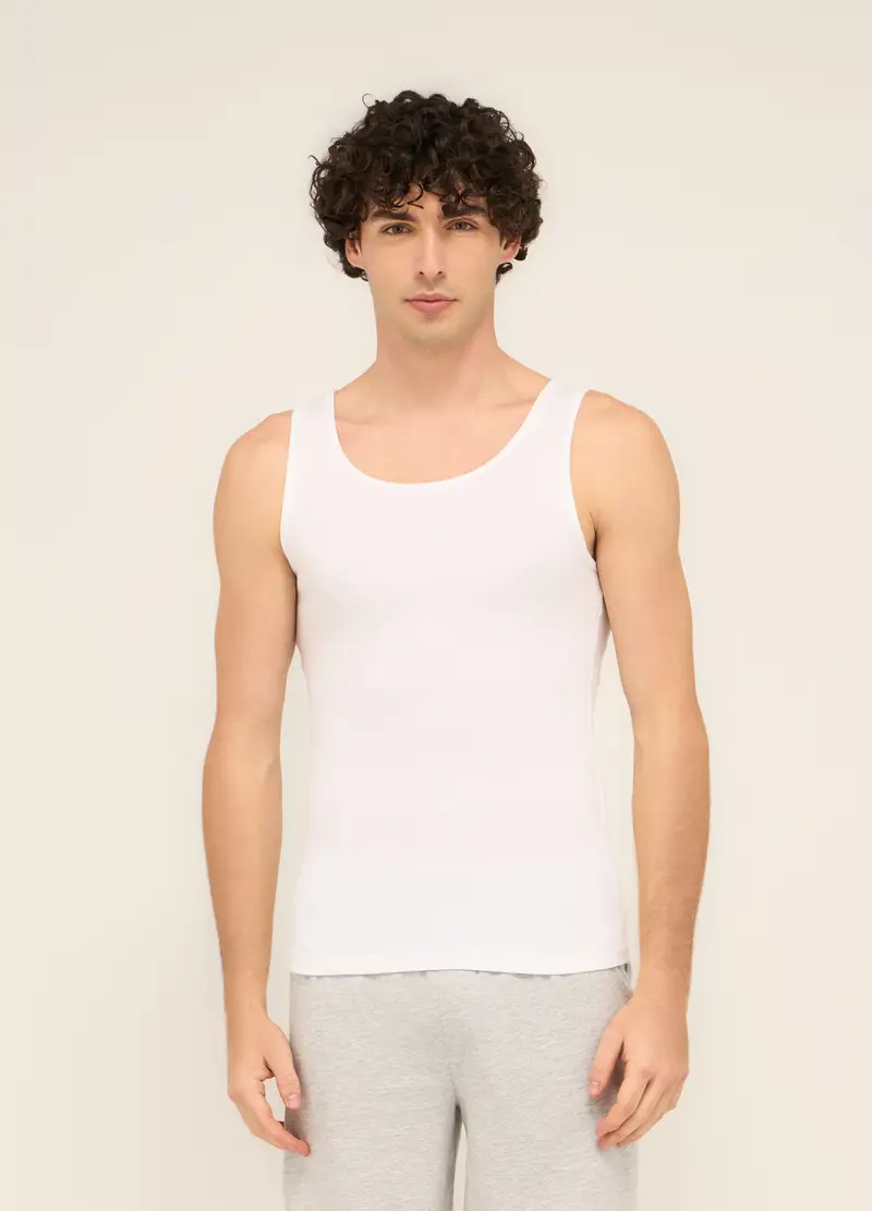 Canotta In Puro Cotone Uomo, Bianco