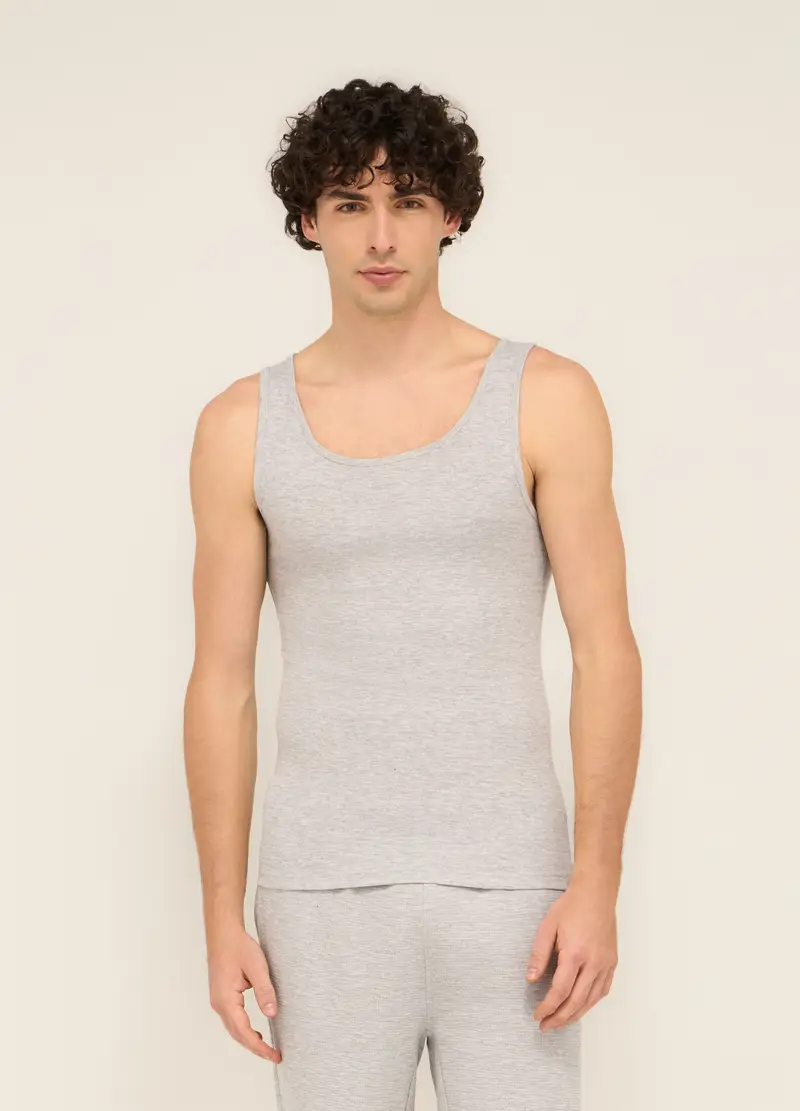 Canotta In Puro Cotone Uomo, Grigio chiaro melange