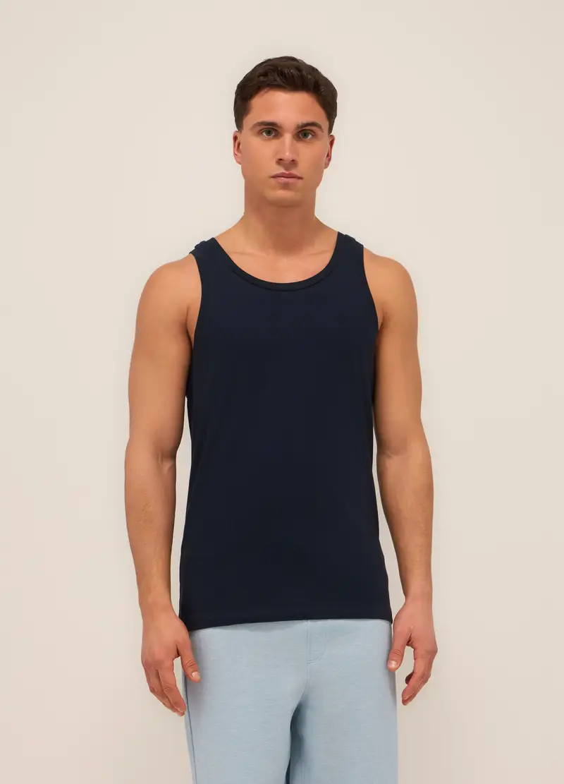 Canotta Intima In Cotone Uomo, Blu scuro