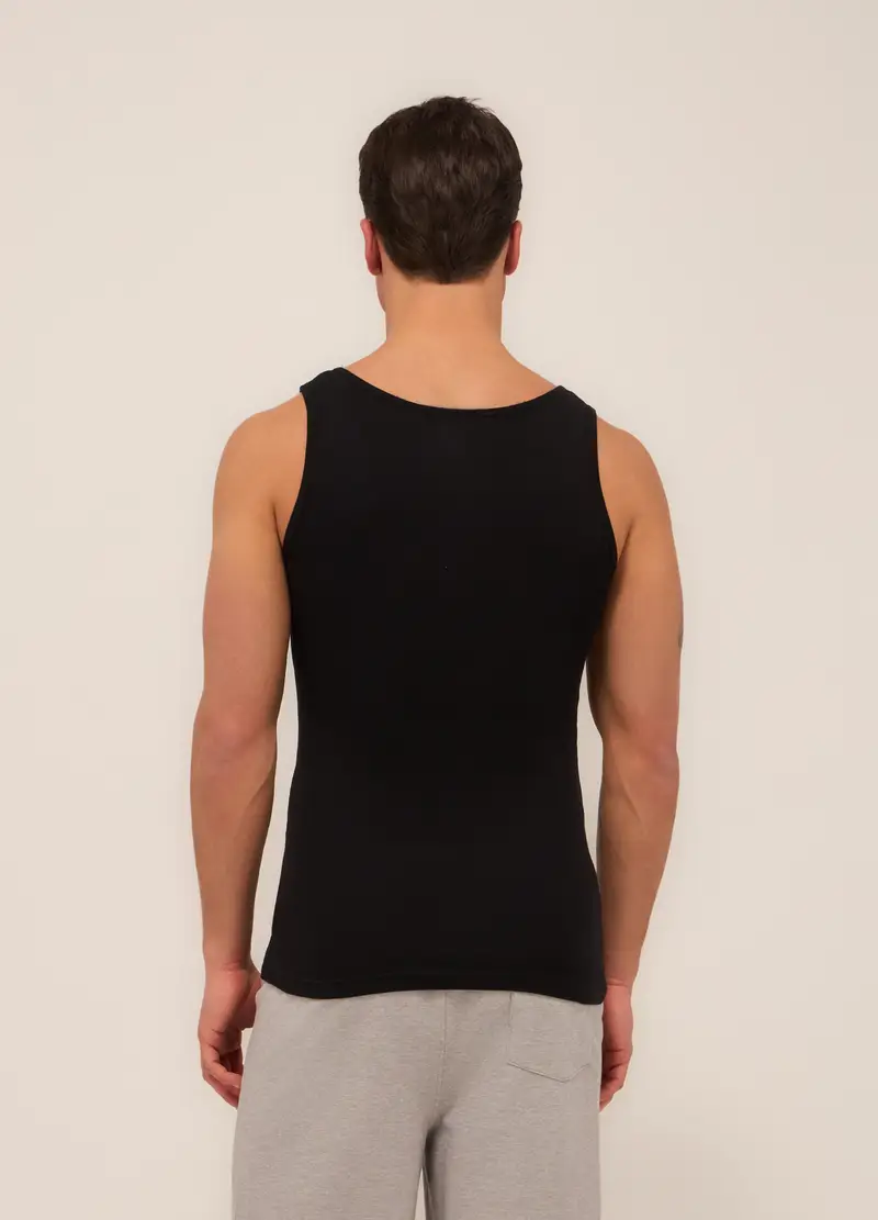 Canotta Intima In Cotone Uomo, Nero miniatura 2