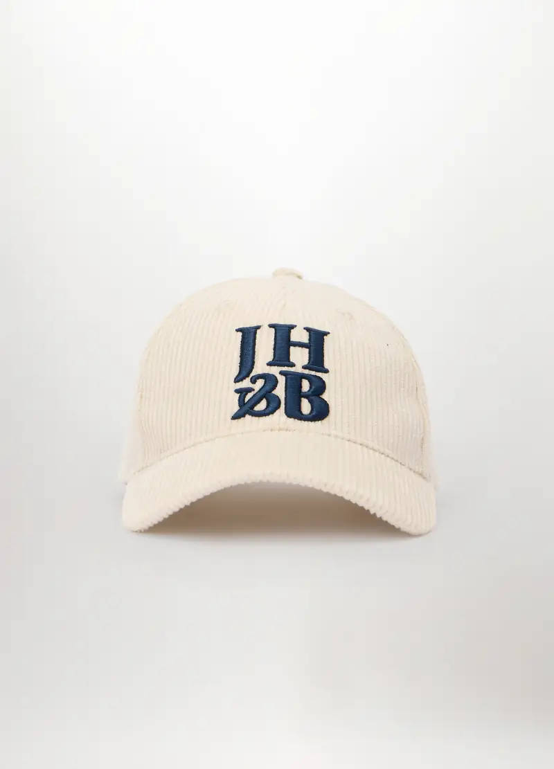 Cappello Baseball In Velluto Con Logo Uomo, Bianco avorio