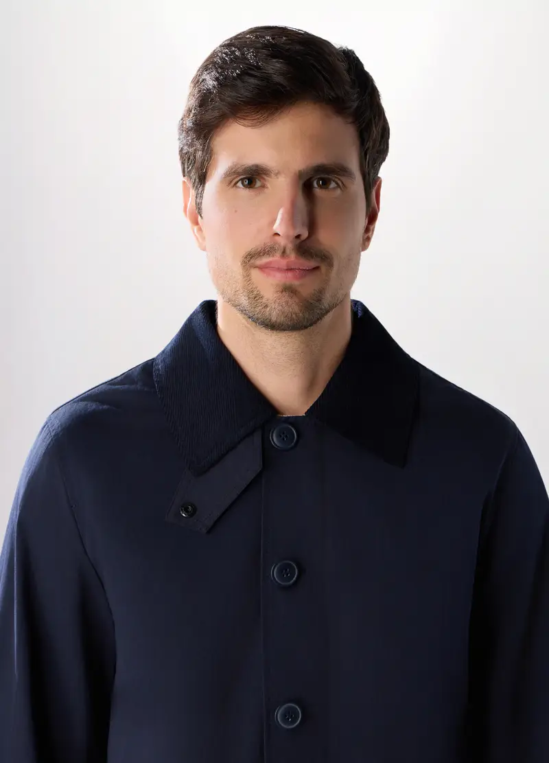 Cappotto Corto In Misto Cotone Uomo, Blu navy miniatura 3