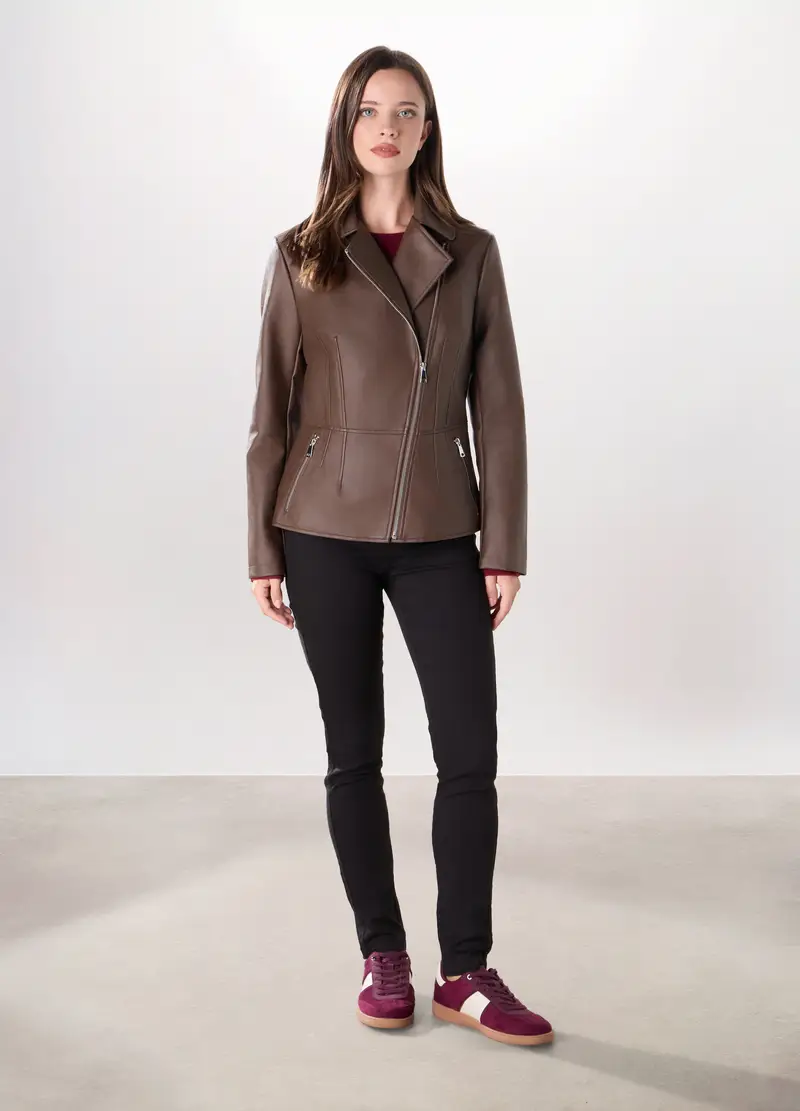 UPIM HB, Cappotto In Eco Pelle Donna, Marrone scuro, Taglia: M