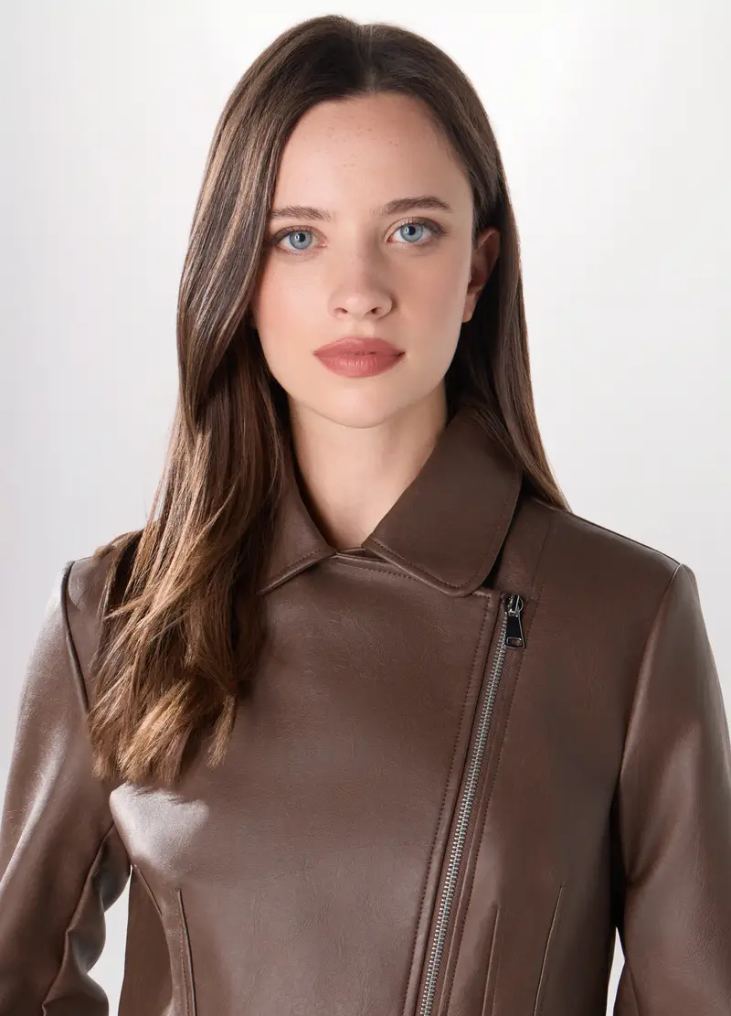 UPIM HB, Cappotto In Eco Pelle Donna, Marrone scuro, Taglia: M miniatura 2