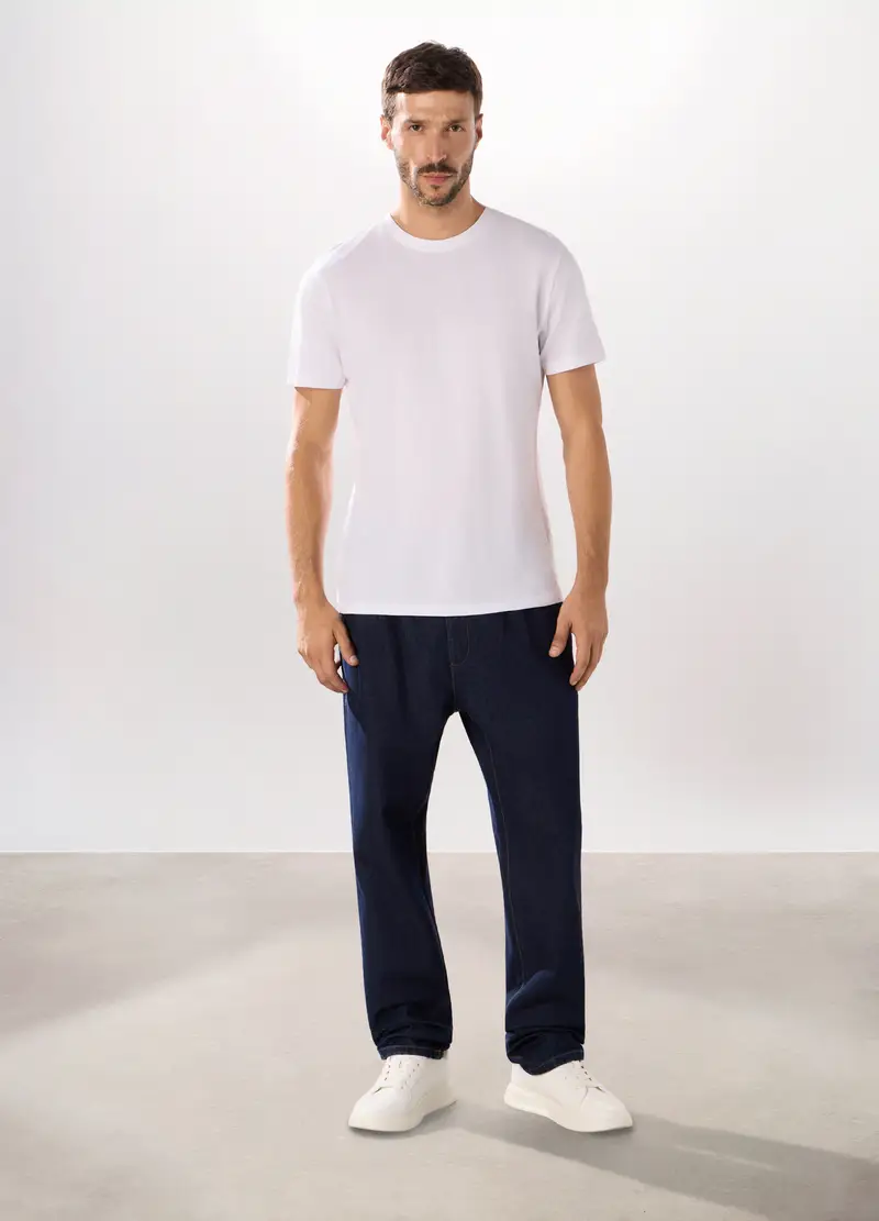 Chino In Denim Di Cotone Uomo, Blu denim