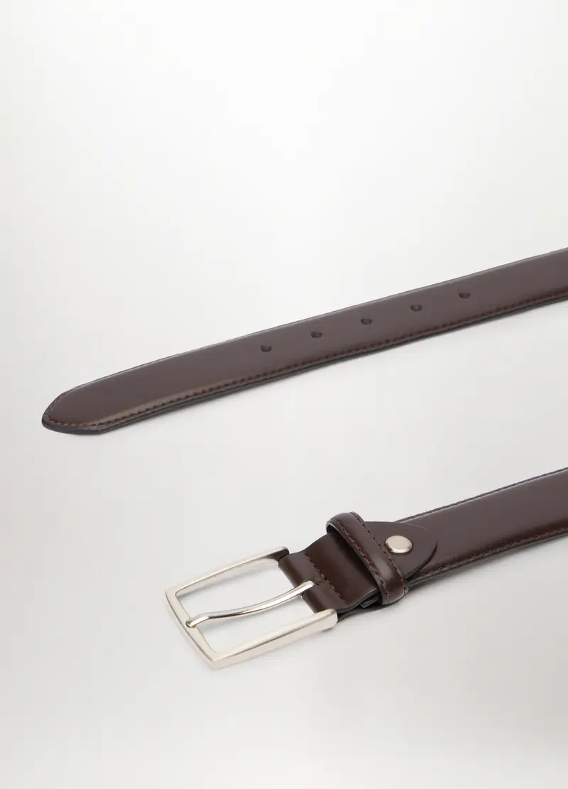 Cintura In Ecopelle Con Fibbia In Metallo Uomo, Marrone scuro miniatura 2