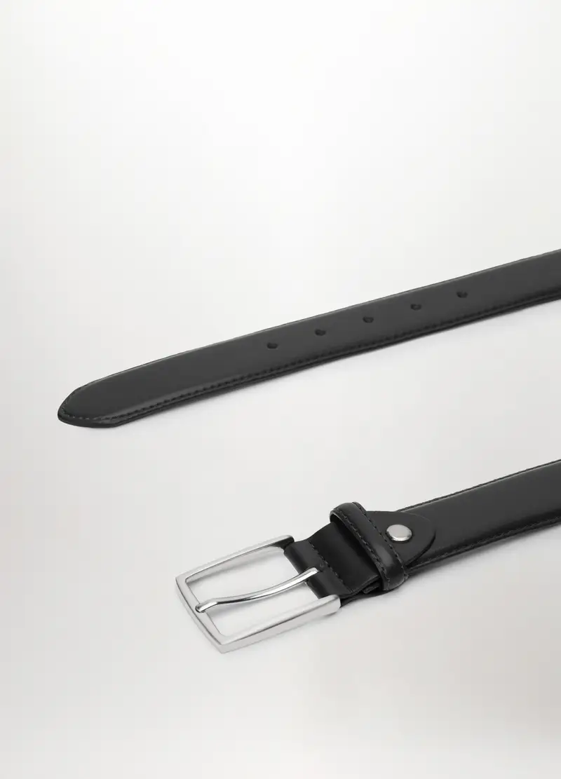 Cintura In Ecopelle Con Fibbia In Metallo Uomo, Nero miniatura 2