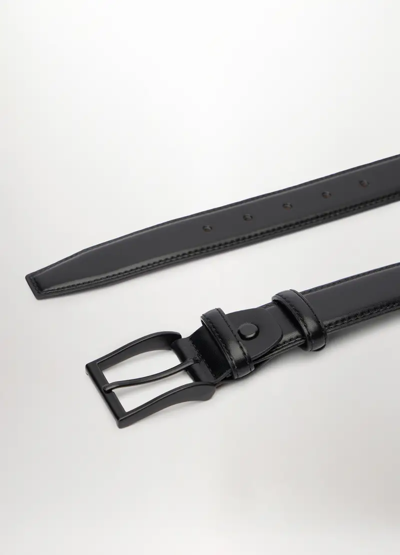 Cintura In Ecopelle Con Fibbia Tono Su Tono Uomo, Nero miniatura 2
