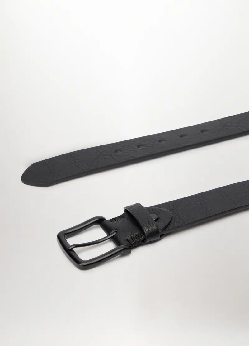 Cintura In Ecopelle Con Grana Uomo, Nero miniatura 2