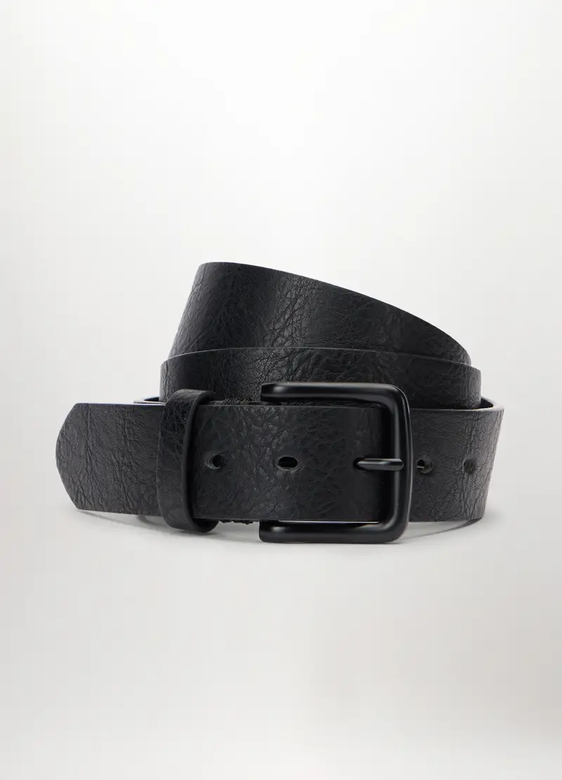 Cintura In Ecopelle Con Grana Uomo, Nero