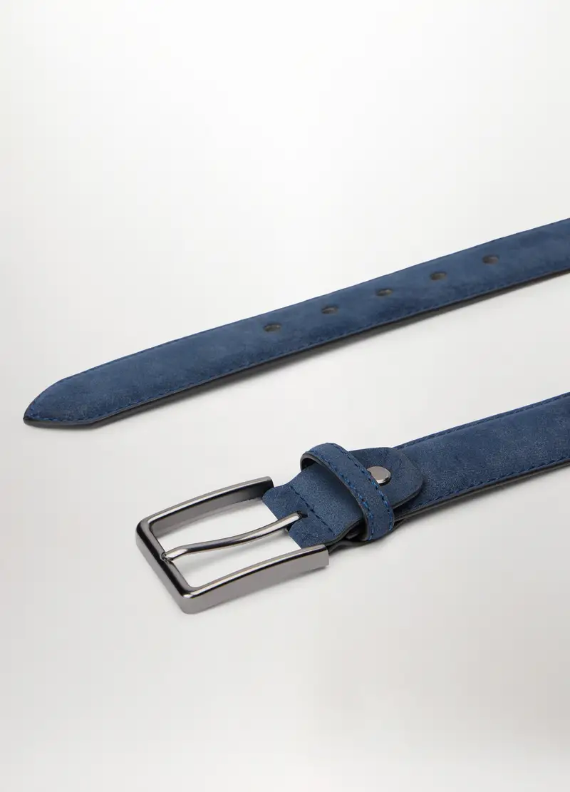 Cintura In Ecopelle Scamosciata Uomo, Blu chiaro miniatura 2