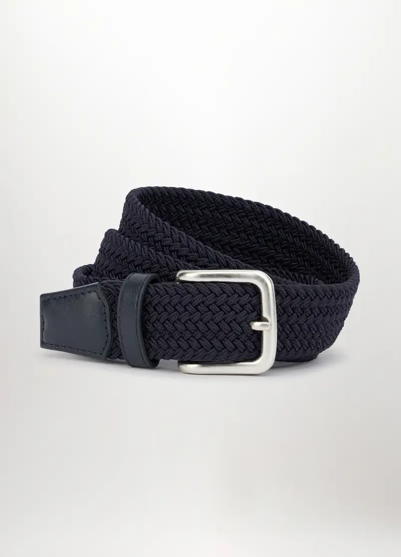 UPIM HB, Cintura Intrecciata Con Inserti In Ecopelle Uomo, Blu navy, Taglia: 90-95 cm