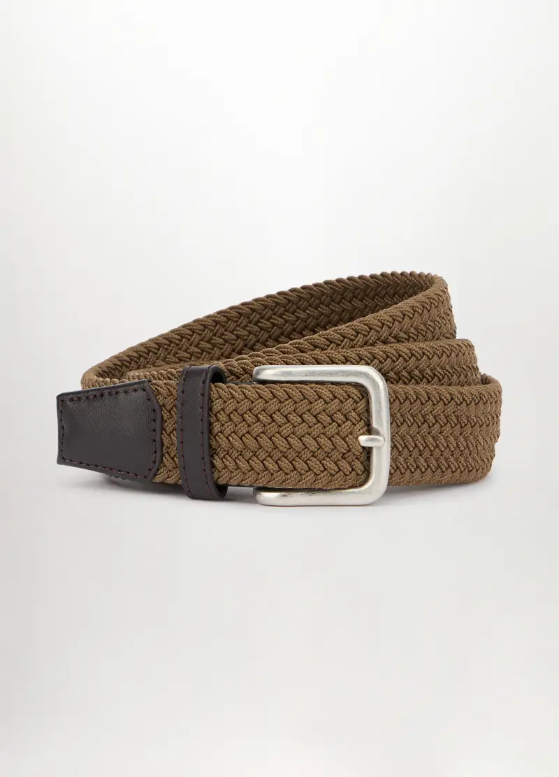 UPIM HB, Cintura Intrecciata Con Inserti In Ecopelle Uomo, Marrone fango, Taglia: 90-95 cm