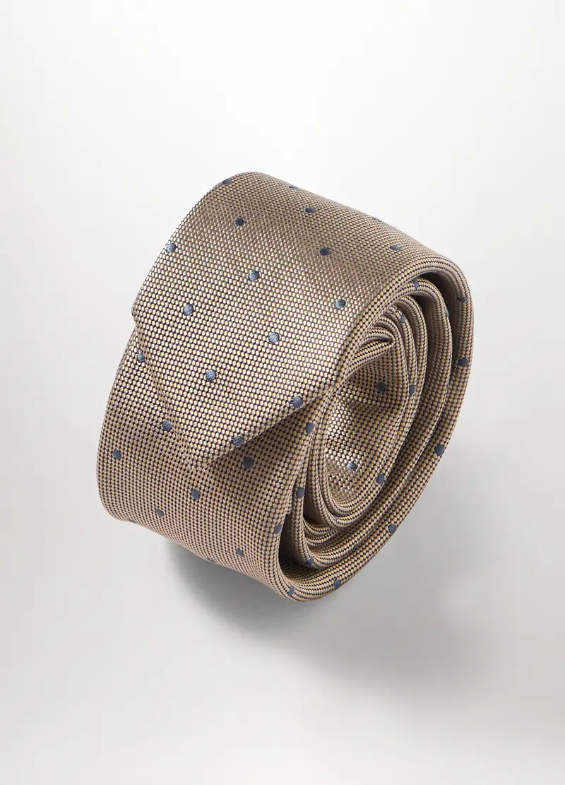 Cravatta Con Motivo A Pois Uomo, Beige miniatura 2