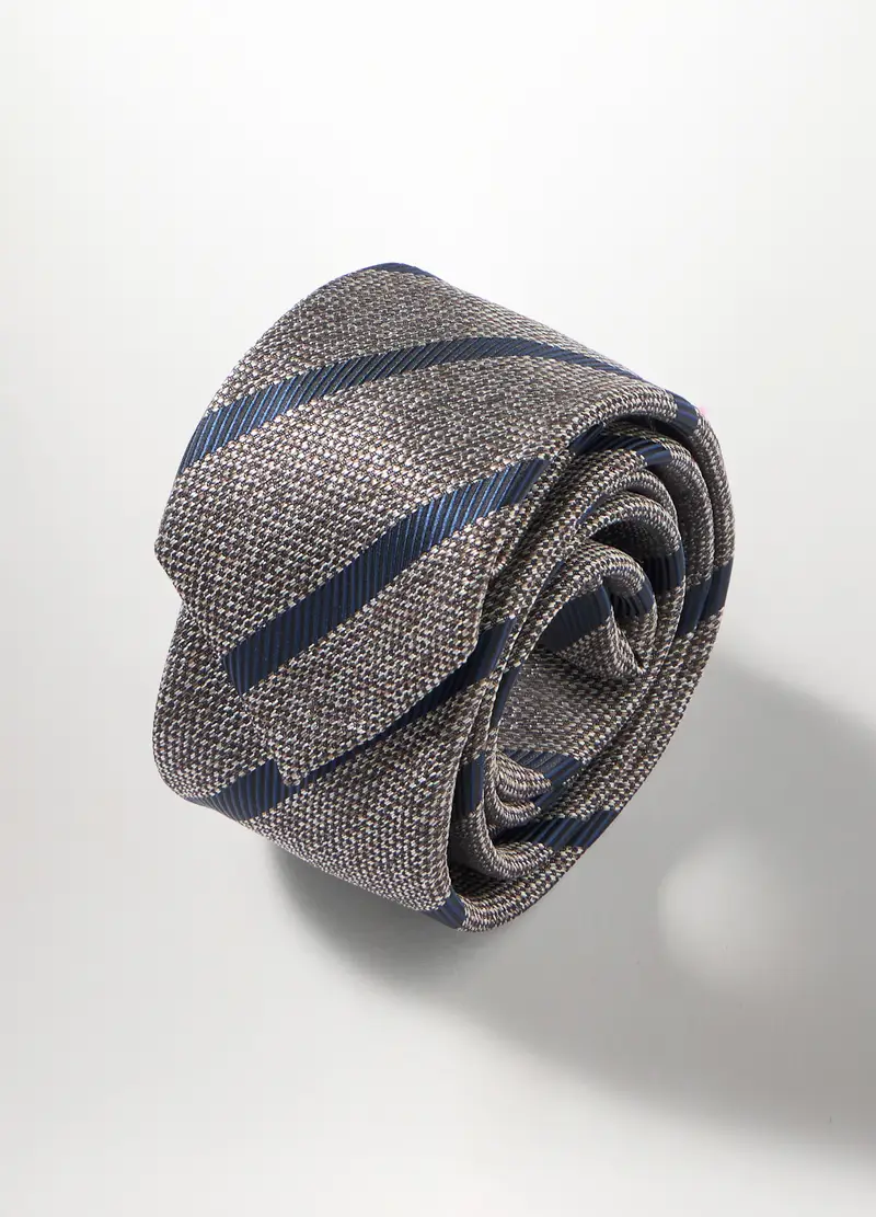 Cravatta Con Motivo A Righe Uomo, Blu/Beige miniatura 2