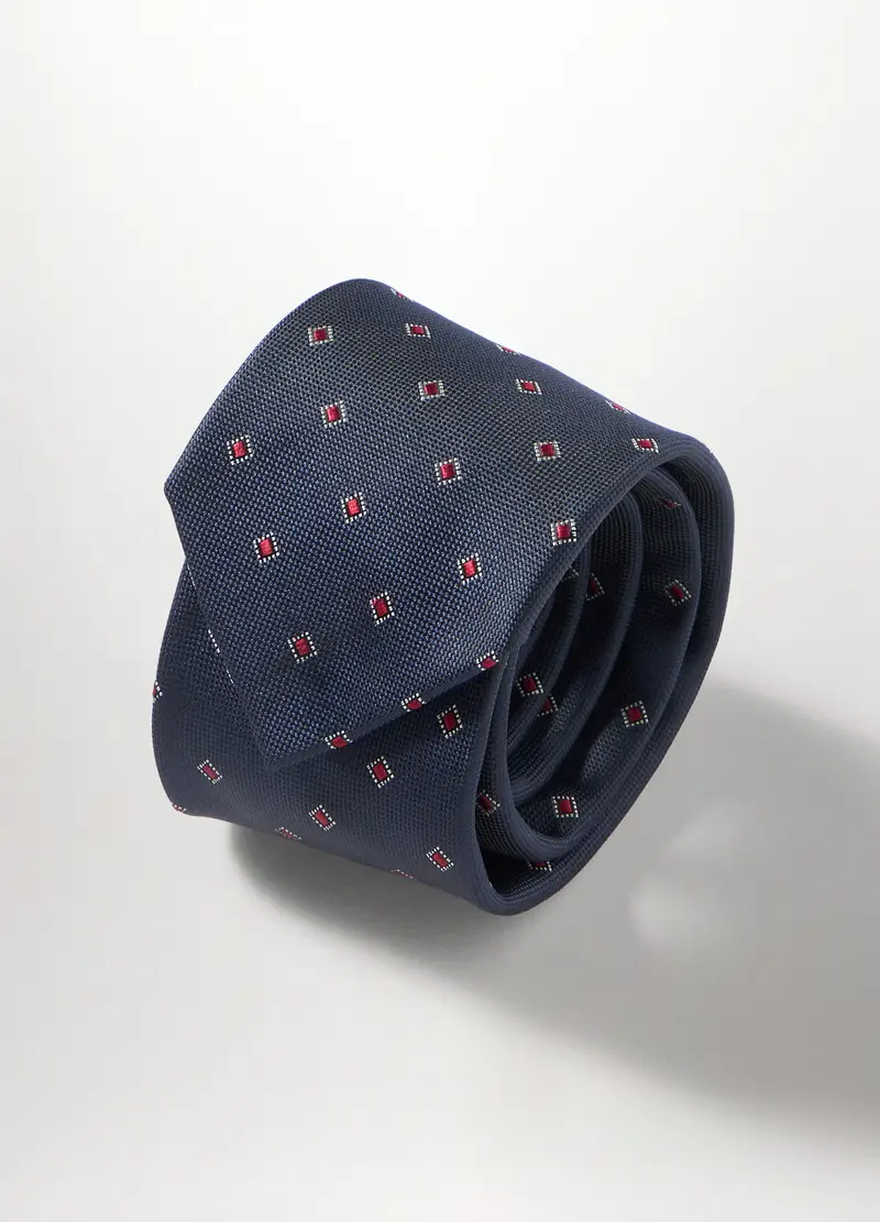 Cravatta Con Motivo A Rombi Uomo, Blu/rosso miniatura 2