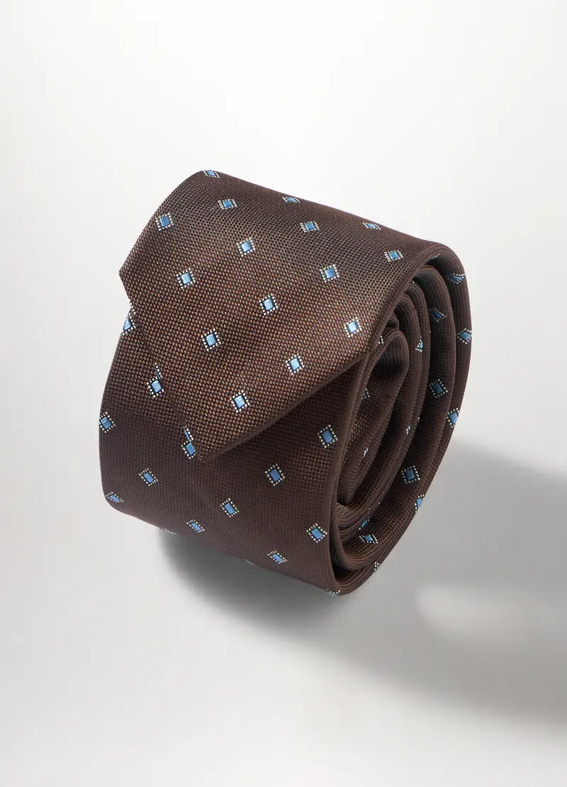 Cravatta Con Motivo A Rombi Uomo, Marrone miniatura 2