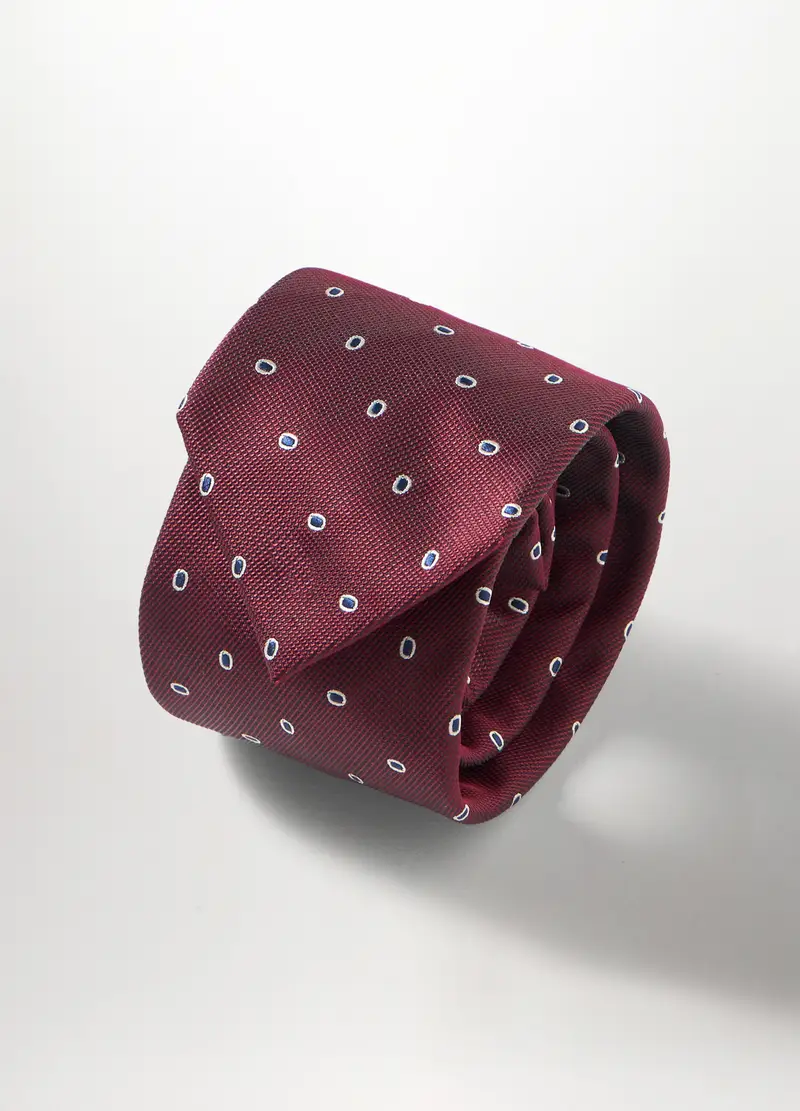 Cravatta Con Motivo Geometrico Uomo, Rosso/Blu miniatura 2