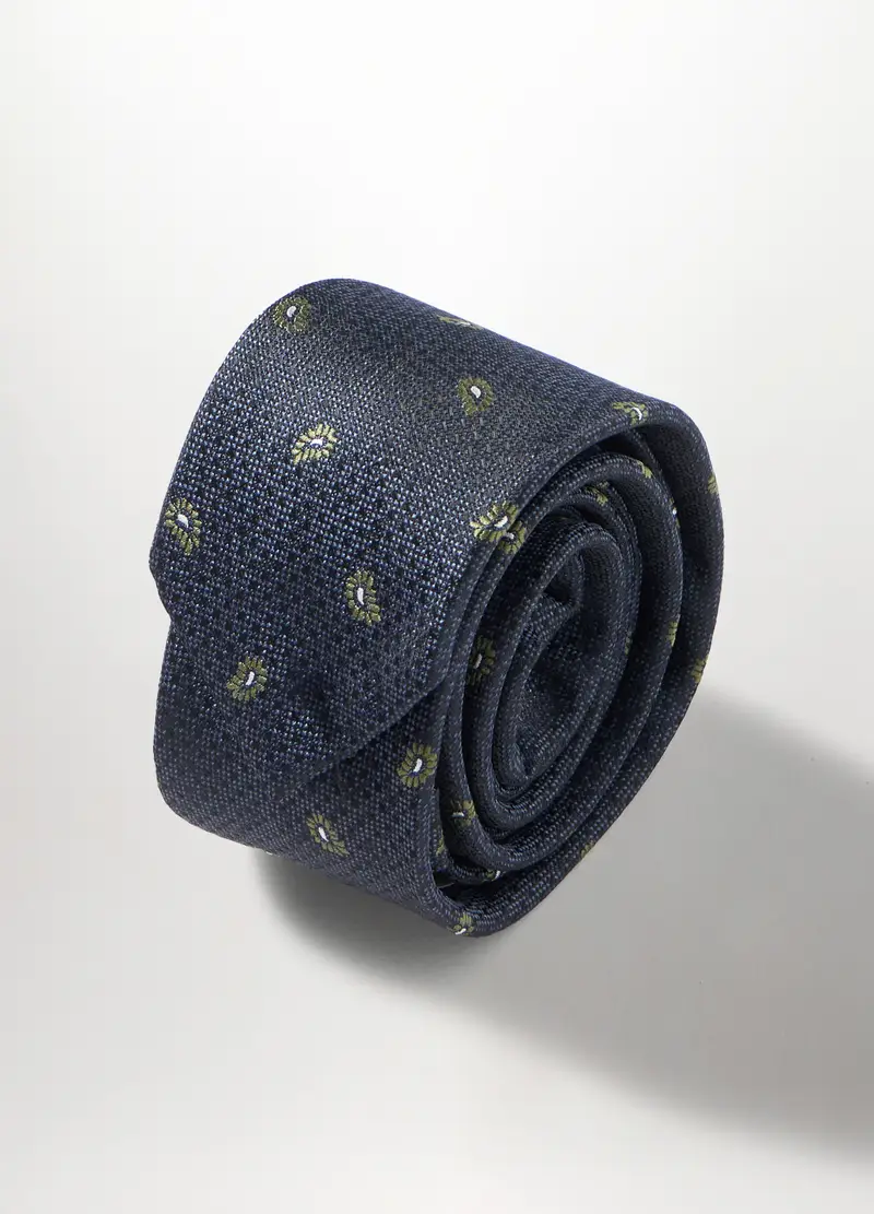 Cravatta Con Motivo Paisley Uomo, Blu navy miniatura 2
