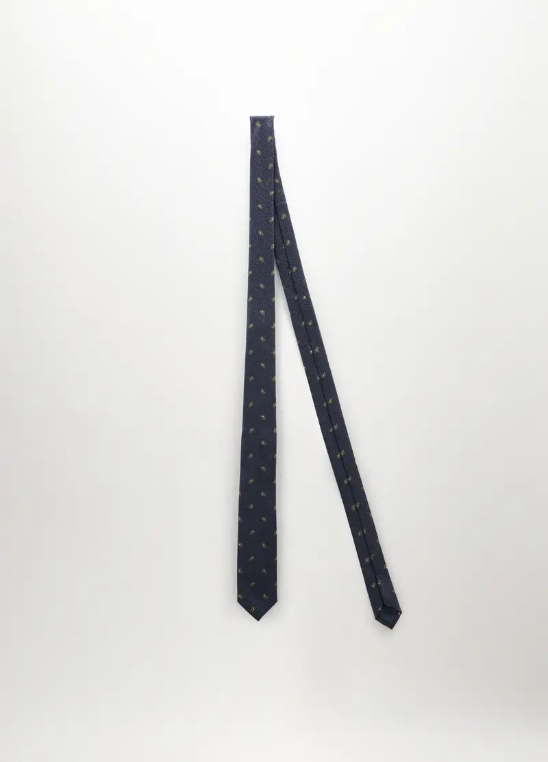 Cravatta Con Motivo Paisley Uomo, Blu navy