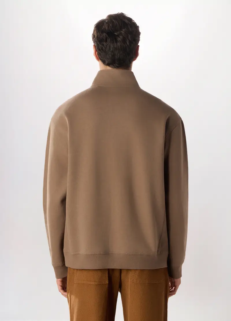 Felpa A Collo Alto Con Zip Uomo, Marrone ecru miniatura 2