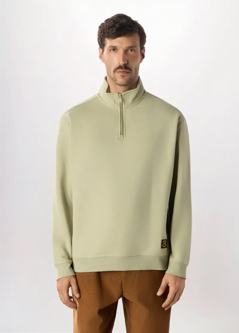 Felpa A Collo Alto Con Zip Uomo, Verde mela