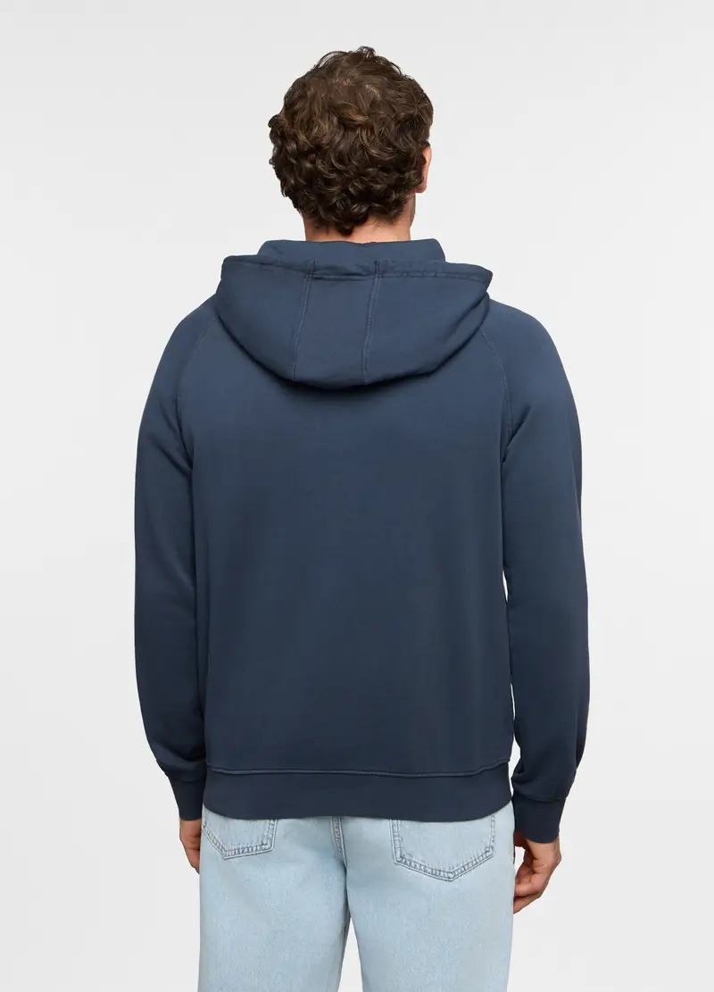 Felpa Con Cappuccio In Cotone Uomo, Blu petrolio miniatura 2