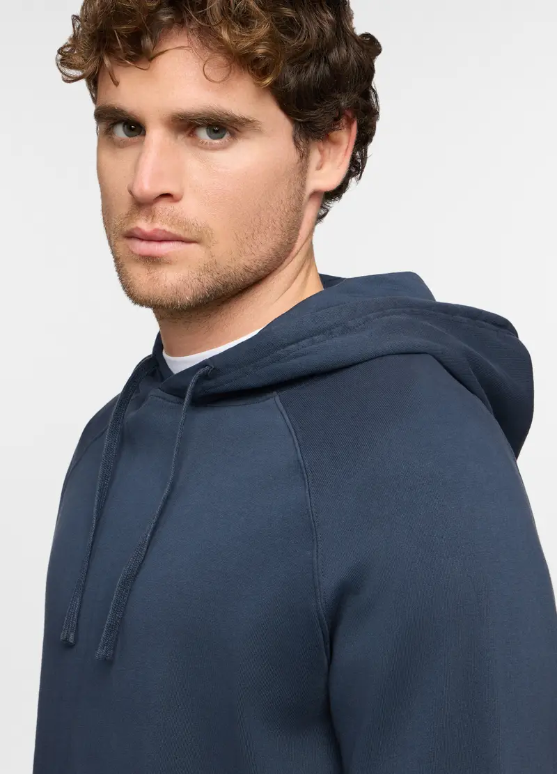 Felpa Con Cappuccio In Cotone Uomo, Blu petrolio miniatura 3