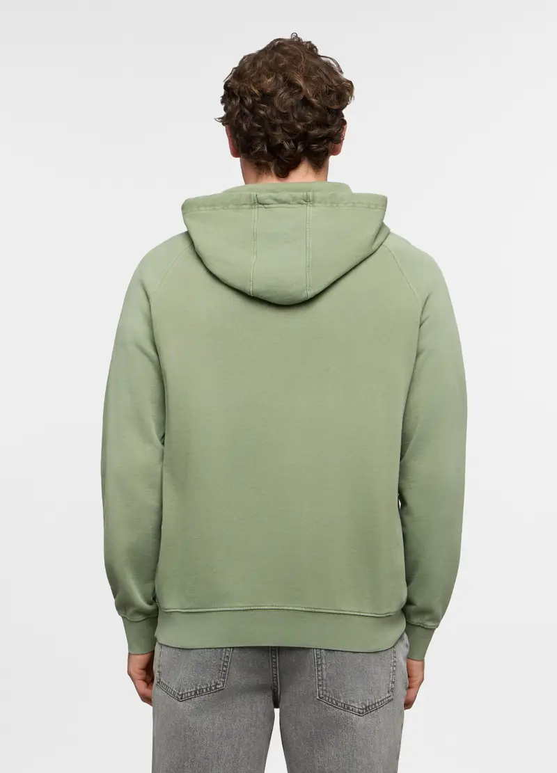 Felpa Con Cappuccio In Cotone Uomo, Verde prato miniatura 2