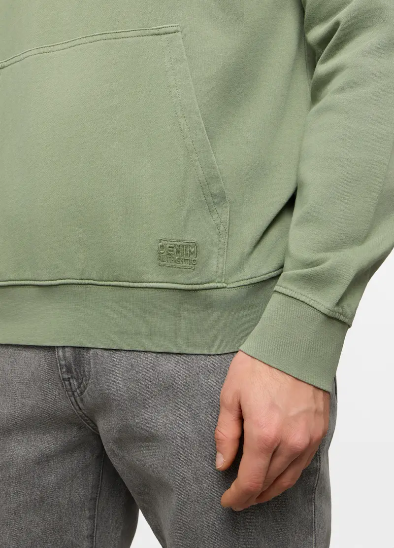 Felpa Con Cappuccio In Cotone Uomo, Verde prato miniatura 3